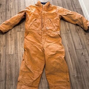 Carhartt Insulated Brown Duck Coveralls XL Tall Quilt Lined Workwear Heavy Duty